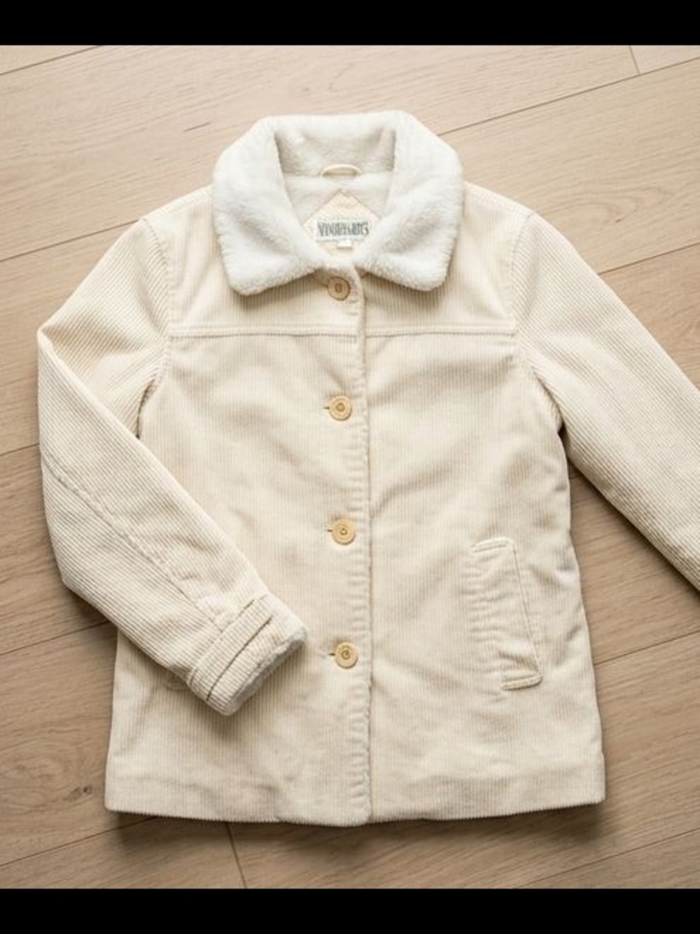 Vintage Woodward's Cream Corduroy Sherpa-Lined Car Coat